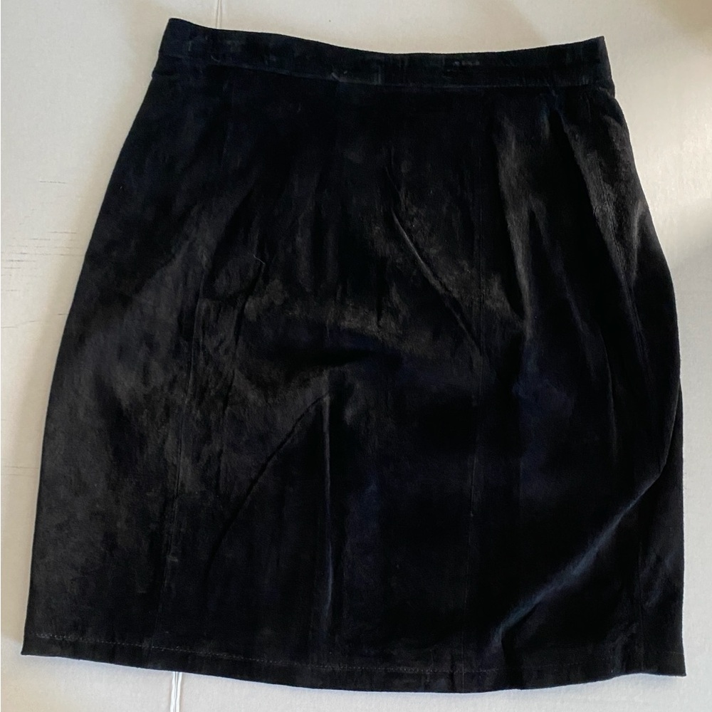 Black Suede Leather Mini Skirt